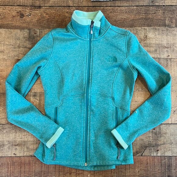The North Face Agave Women's Fleece Full Zip Soft Jacket Aqua Green-Blue XS - Picture 9 of 13